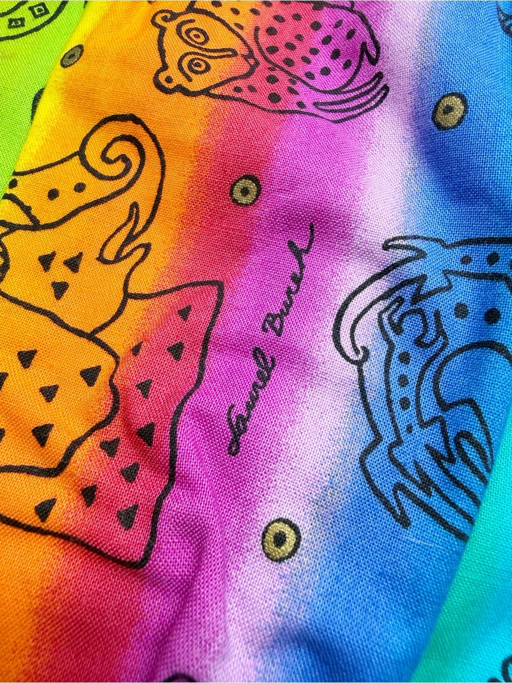 Laurel Burch Animal Print Rainbow Mesh Beach Tote Bag - Picture 6 of 7